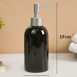 MARKET99 Plain Glossy Black Ceramic Soap Dispenser image 2