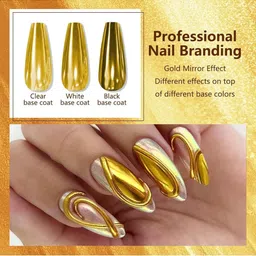 NAILWIND Set Of 6 Gold Chrome Nail Powder Set image 4
