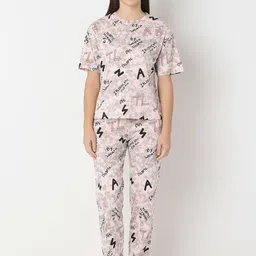 Juliet Women Typography Printed T-shirt & Pyjama Night suit-image-84