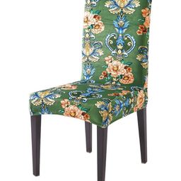 HOKIPO Green & Blue Printed Velvet Chair Covers-picture-20