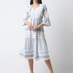 MeeMee Colourblocked Flutter Sleeve Maternity Fit & Flare Maxi Dress image 1