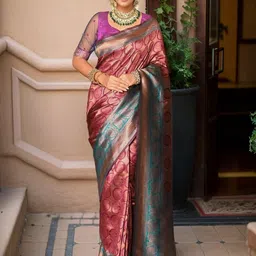 Anouk Rustic Paisley Woven Design Banarasi Saree image 5
