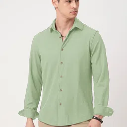 Moda Rapido Men Lime Green Regular Fit Self Design Spread Collar Formal Shirt image 5