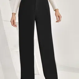Flying Girls Women Comfort High-Rise Wrinkle Free Flared Formal Trousers-picture-10