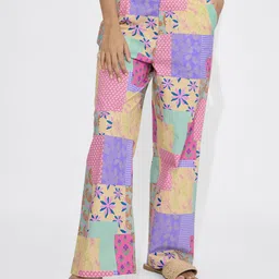 The Souled Store Women Floral Printed Mid-Rise CottonTrousers-picture-21