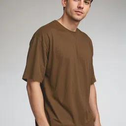 SMARTEES Men Solid Round Neck Cotton Oversized T-shirt-picture-16