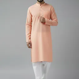 APEKTRA Men Solid Regular Fit Mandarin Collar Kurta-picture-34