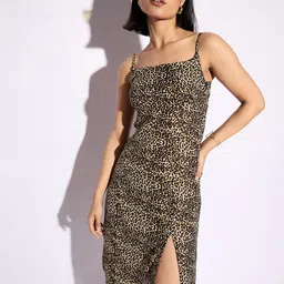CORSICA Animal Print Slit Midi Dress-picture-16