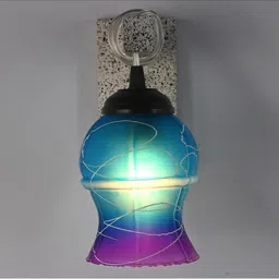 1ST TIME Pink & Blue Printed Wood Contemporary Frustum Shaped Wall Lamp image 5