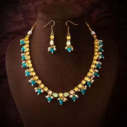 Anouk Gold Plated Stones Studded & Beaded Jewellery Set-picture-29