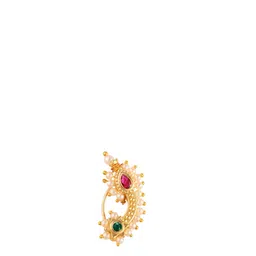 Vighnaharta Set Of 2 Gold-Plated Pearls Beaded Ring Nosepin image 2