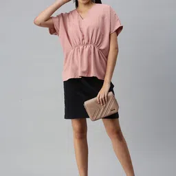 SHOWOFFFF Striped Kimono Sleeve Crepe Kaftan Top image 2