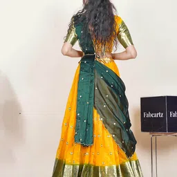 Fabcartz Semi-Stitched Woven Design Lehenga & Unstitched Blouse With Dupatta image 5