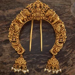 Kushal's Fashion Women Jewellery Ruby Gold-Plated Ethnic Antique Hair Brooch-image-25