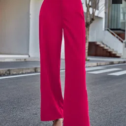 BAESD Women Pack of 2 Relaxed Straight Leg Relaxed Fit High-Rise Trousers-image-84
