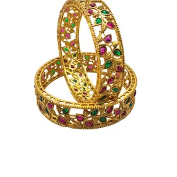 GRIIHAM Set Of 2 Gold-Plated AD-Studded Bangles image 2
