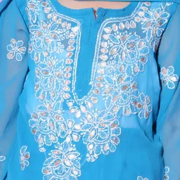 KHAKA Girls Ethnic Motifs Embroidered Regular Thread Work Kurta Set image 4