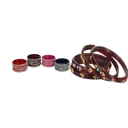 SOMIL Set Of 20 Artificial Stones Studded Ethnic Bangles-picture-33
