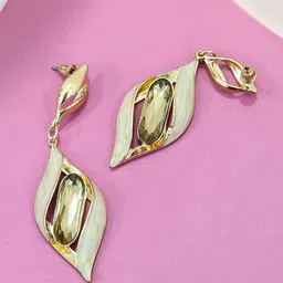 FIMBUL Gold-Plated Stainless Steel Rhinestone Studded Twisted Drop Earrings image 5