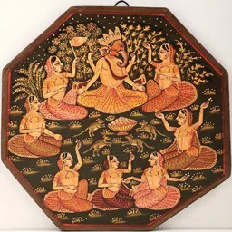 Exotic India Black & Beige Octangle Shape Painted Wall Art-image-63