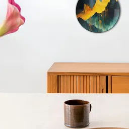 THE QUIRKY HOME Blue & Yellow Misty Mountain Printed Decorative Ceramic Wall Plates-image-84