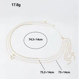 Fabme 3Pcs Textured Metal Stone-Studded Waist Chains image 4