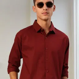 SZN Men Comfort Fit Solid Spread Collar Cotton Formal Shirt-image-31