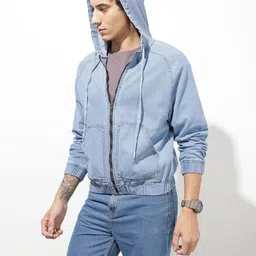 The Roadster Life Co. Typography Embroidered Hooded Denim Jacket image 3