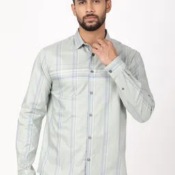 Indian Terrain Classic Slim Fit Checked Tartan Checks Spread Collar Cotton Shirt-image-4