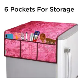 E-Retailer Black Printed 6 Pieces Waterproof 3-Layered Refrigerator Covers With Pockets image 2