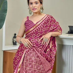 KALINI Zari Bagru Saree image 2