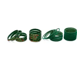1ST TIME Set Of 32 Green Alloy Artificial Stones & Beads Antique Bangles-picture-31