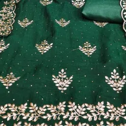 Panzora Embroidered Viscose Rayon Unstitched Dress Material image 4