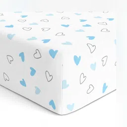 The White Cradle Blue & White Geometric Printed 120 TC Cotton Fitted Crib Bedsheet-image-61