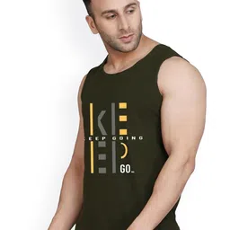 SLOWLORIS Pack Of 2 Printed Combed Cotton Gym Vests VSL26 CMB(CHS LGTGREEN)(KEEP OLIVE) image 4