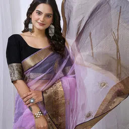 DIVASTRI Ethnic Motifs Zari Woven Design Organza Banarasi saree image 2