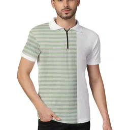 BEYOU FASHION Men Colourblocked Polo Collar Regular Fit Cotton T-shirt-image-3