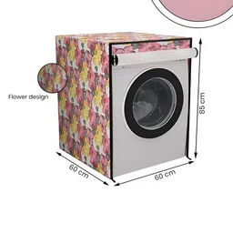 Myntra Elegant Homes White & Pink Printed Waterproof Washing Machine Cover With Zip image 5