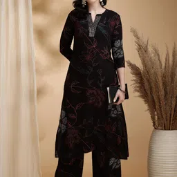 KALINI Women Floral Printed Regular Sequinned A-Line Kurta with Palazzos-picture-15