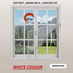 blemy Size - 5X5 Feet Prestiched Net For Window With Self Adhesive HookS & Loop Tape0 HDPE - High Density Poly Ethylene Washable Adults Mosquito Net image 1