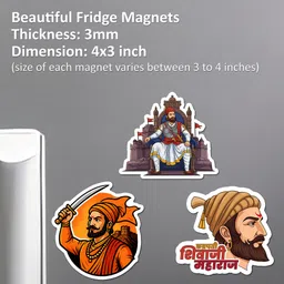 five kraft Shivaji Maharaj Acrylic 4X3 Inch Chhatrapati Strong Souvenirs Fridge Magnet Pack of 3 image 3