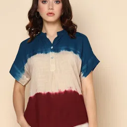 CORSICA Women Tie and Dye Mandarin Collar Extended Sleeves Top-picture-34