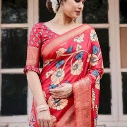 ALMAARI FASHION Floral Woven Design Art Silk Kanjeevaram Saree image 2