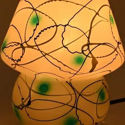 SOMIL Yellow 4 Piece Printed Glass Cylindrical Shaped Table Lamp image 2