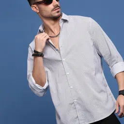SHOWOFF Men Smart Slim Fit Opaque Printed Casual Shirt-image-80