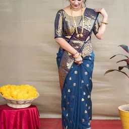 KALINI Ethnic Motifs Zari Pure Silk Banarasi Saree image 2