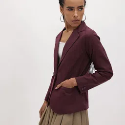 cottinfab Women Solid Single Breasted Formal Blazer image 4