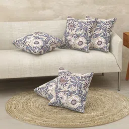 Texstylers Beige Set of 5 Floral Square Cushion Covers image 2