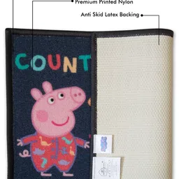 Athom Living Teal & Pink Peppa Pig Counting Dinosaurs Themed Printed Anti-Skid Doormats image 2