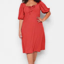 Trendyol Tie-Up Neck Flared Sleeve Fit & Flare Dress-picture-23